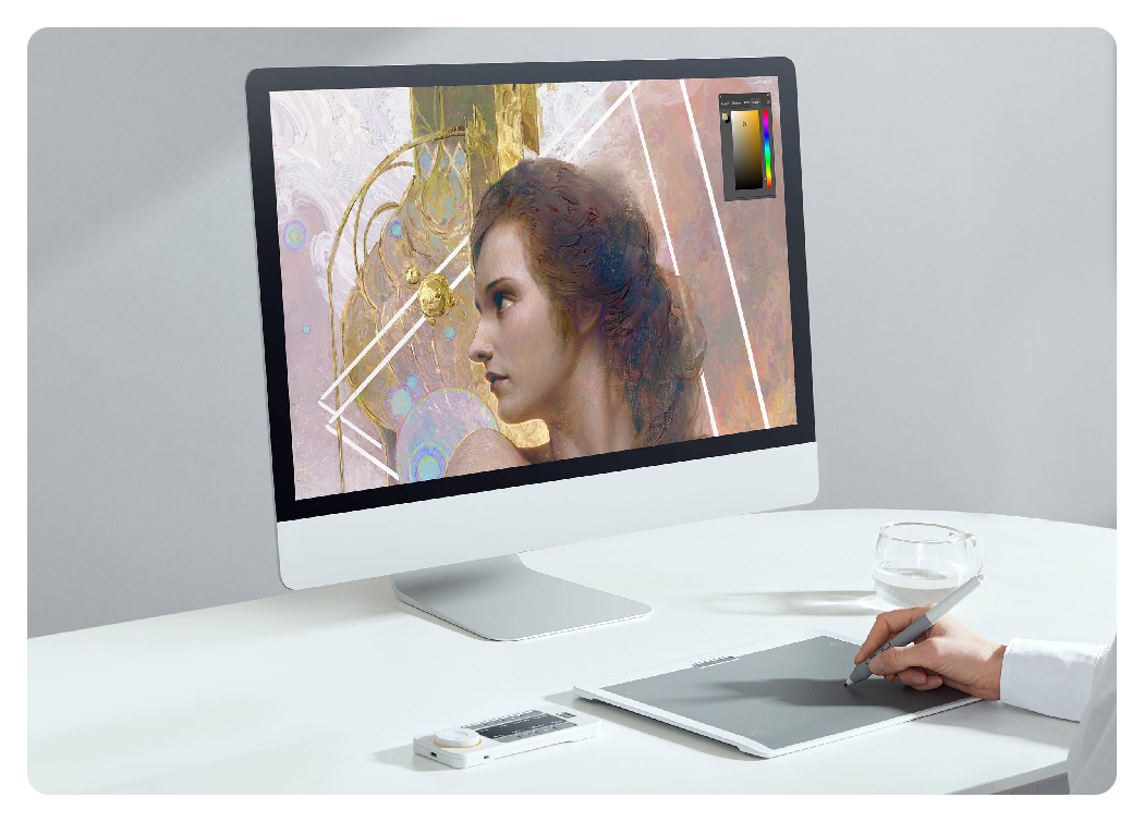 someone using the tablet to draw on a mac, Xencelabs Pen Tablet Medium Bundle SE